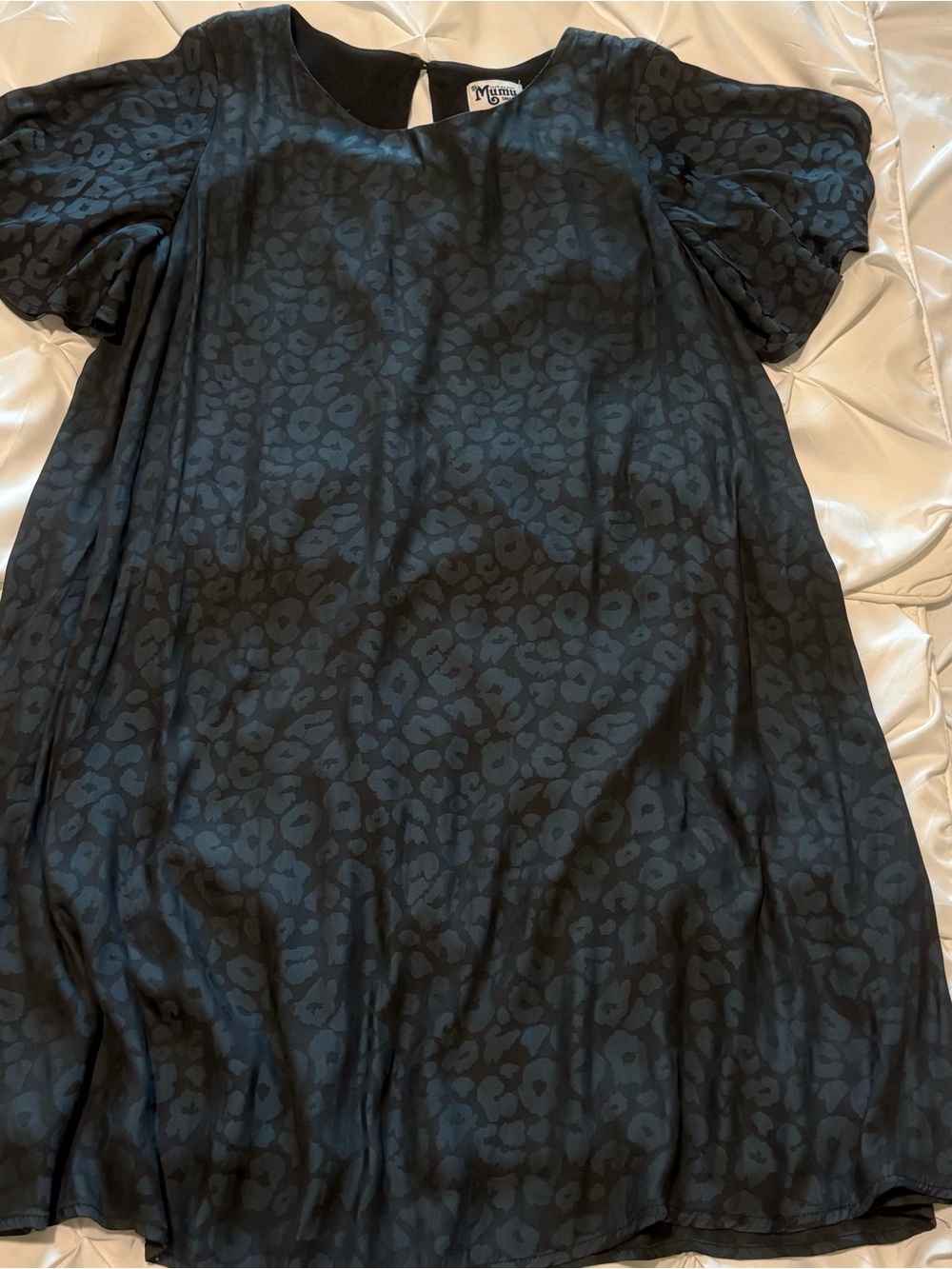 Show Me Your Mumu Black Leopard Animal Print Flutter Sleeve Mini Dress, Size Sm